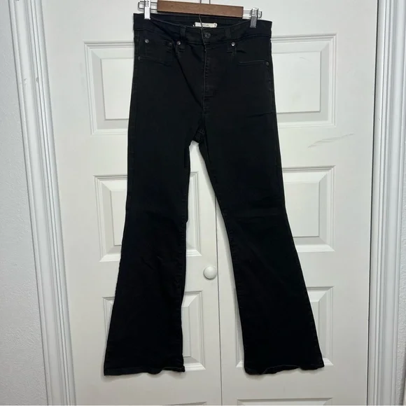 Levi’s 726 Flare Jeans Size 30 Black High Rise Stretch Denim - Picture 4 of 9